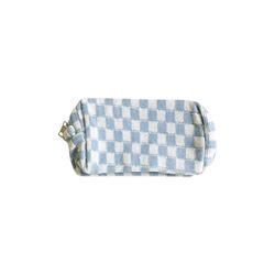 Blue/White Checkered Gingham Pattern Cute Cosmetic Makeup Accessories Pouch Bag