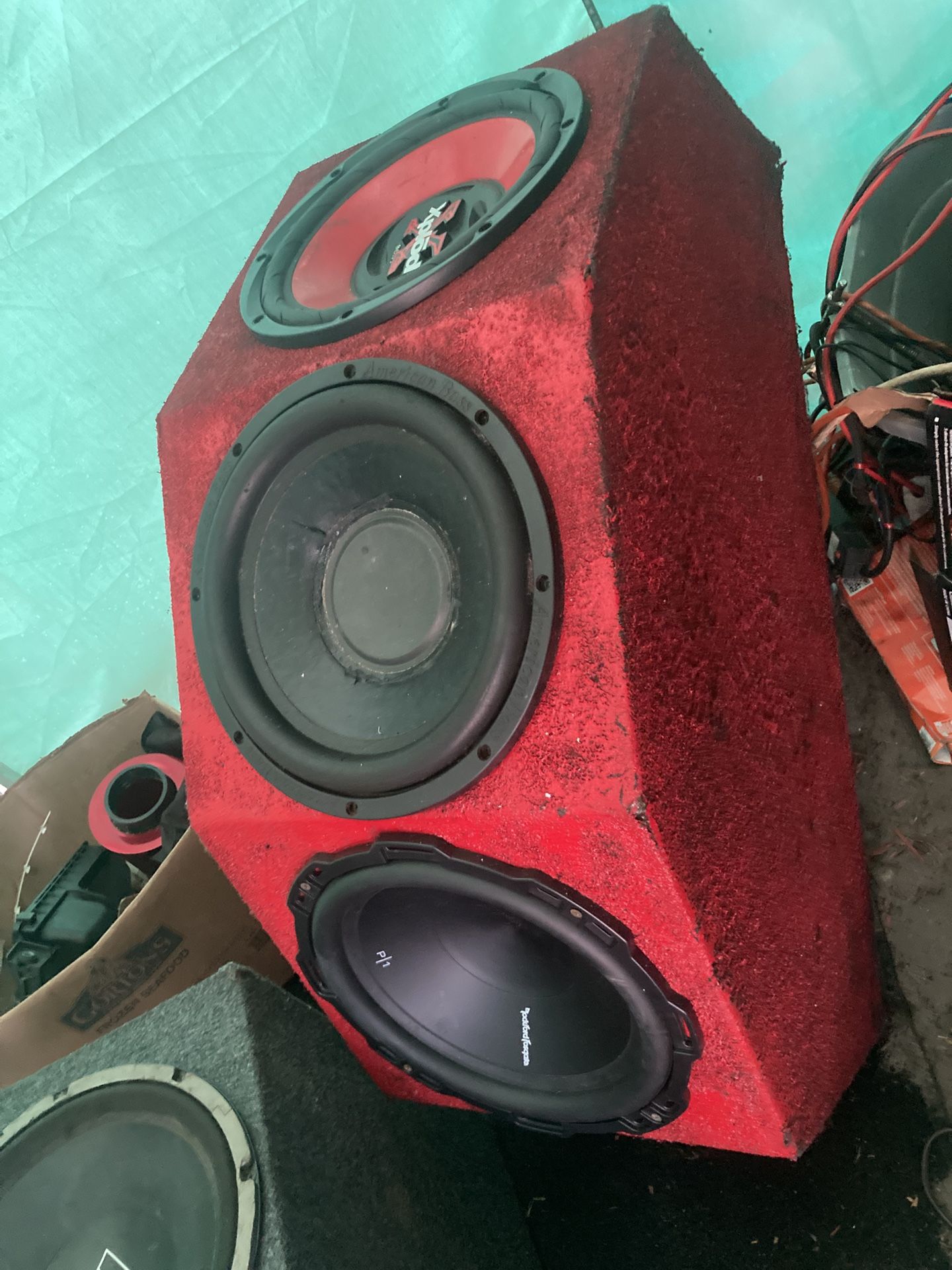 12 inch subwoofer with three speakers