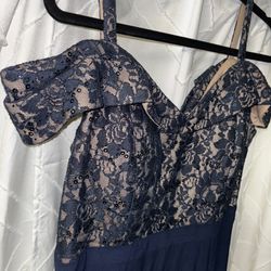 Beautiful Dress Navy Blue and nude colors