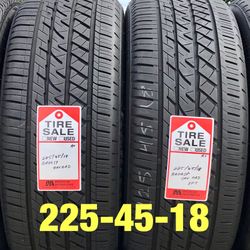 2 used tires 225/45/18 Bridgestone RFT (A+)