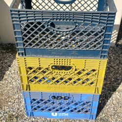 3 Plastic Crates For Milk Cheese Tomales Storage Shelving 