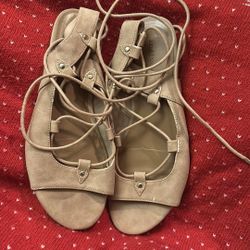 Blush pink ankle strap comfort flats size 7M