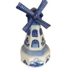 Vintage Delft Hand-painted Music Box 🎶 Windmill Holland Plays Tulips frm Amsterdam