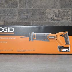 RIDGID 18V Cordless Reciprocating Saw Kit with 4.0 Ah Battery and Charger