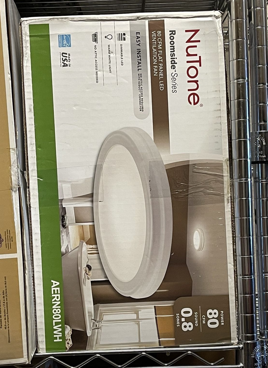 Roomside Series Decorative White 80 CFM Ceiling Bathroom Exhaust Fan with Round LED Panel and Beveled Frame ENERGY STAR