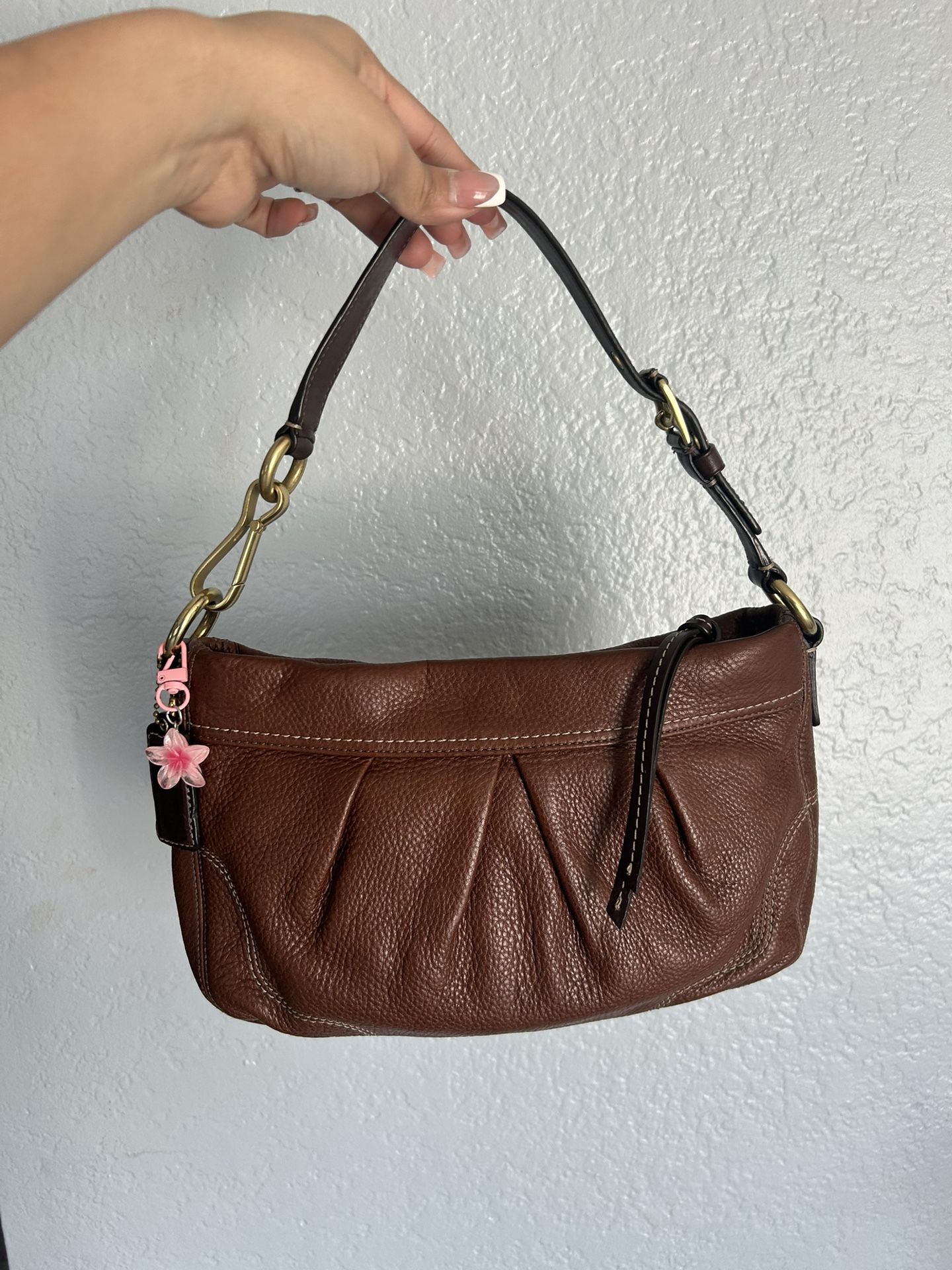 Vintage COACH 12917 Hampton Brown Pebbled Shoulder Bag Y2K vintage