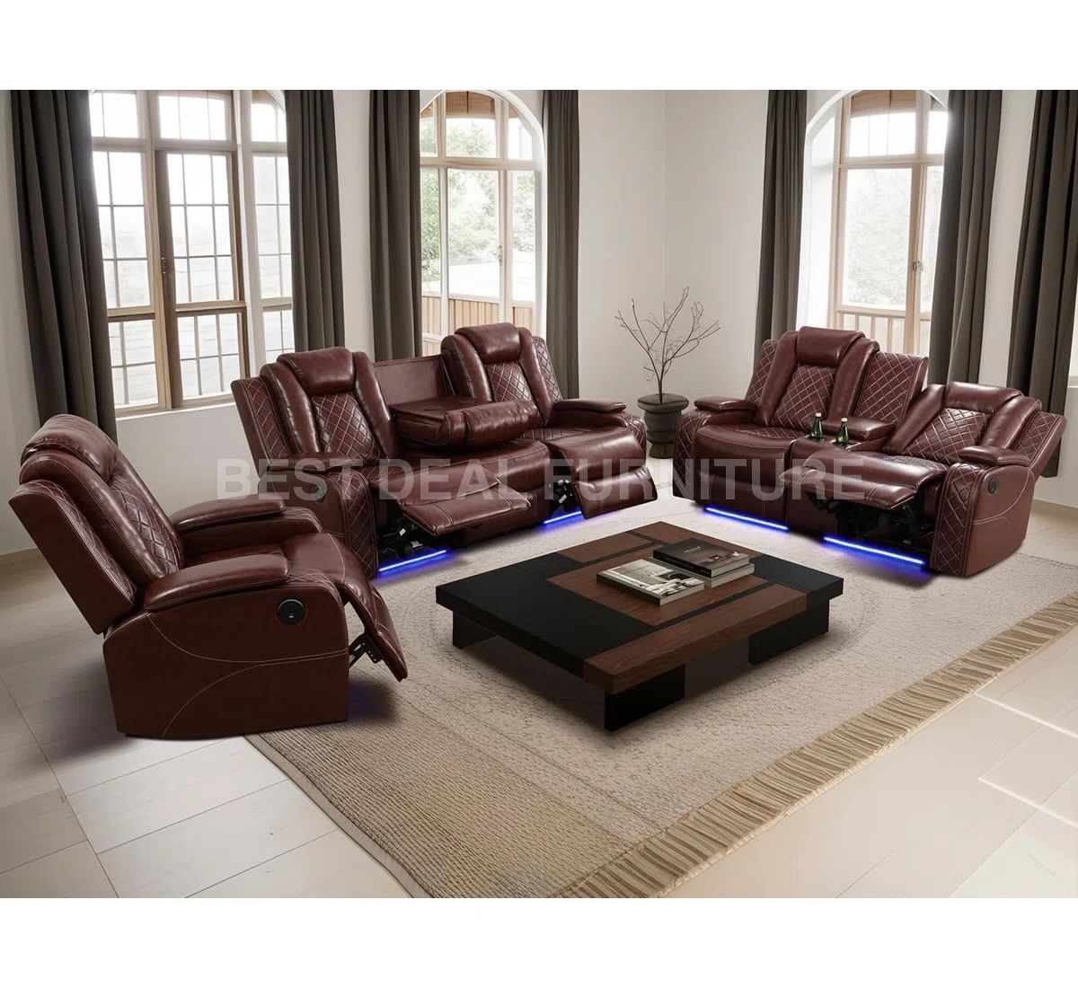 Power Reclining Couch 3-Pc Set — Sofa • Loveseat • Chair