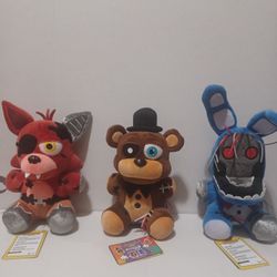 Xsmart FNAF Five Nights At Freddy's Plushies - Withered Freddy, Withered Foxy, and Withered Bonnie