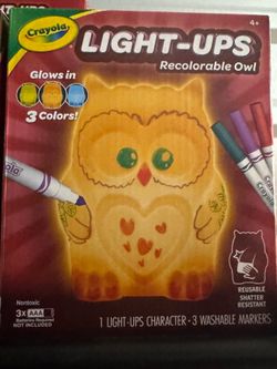 NEW Crayola Light-Ups Recolorable Owl Washable Markers 3 Light Effects