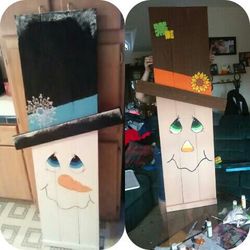 Double sided holiday decorations.