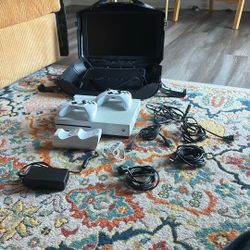 Like New Xbox, 2 Remotes, Remote BatteryCharging Station, 2hdmi Cables, Portable Tv Gaming Case And Tv Inside, And Compatible Power Cables