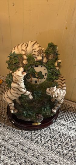 White Tiger Clock Statue