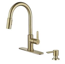 Glacier Bay Paulina Pull-Down Kitchen Faucet Matte Gold NEW Soap Dispenser, TurboSpray HD67780