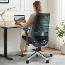 ☆ Ergonomic Office Chair - High-Back Mesh Desk Chair with Adjustable Lumbar Support 4D Armrests for Long Hours Sitting Black