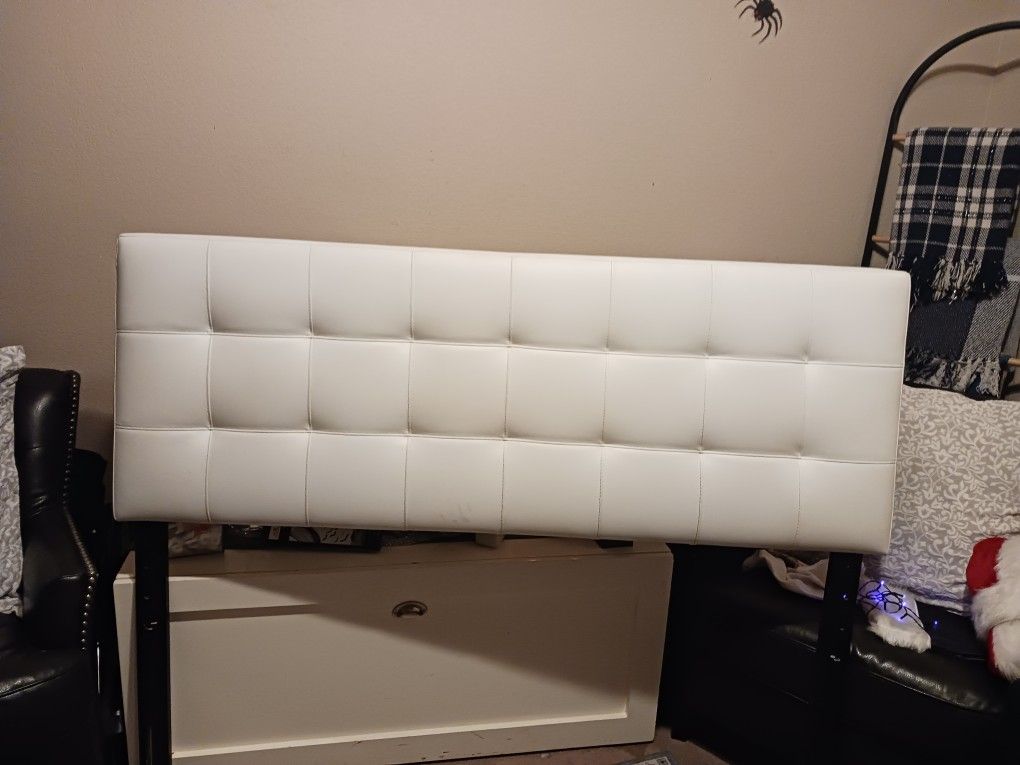 Leather White Queen Headboard