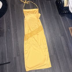 Yellow Flowy Silky Dress