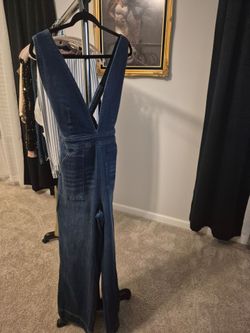 Denim Wide-Leg Overalls Jumpsuit