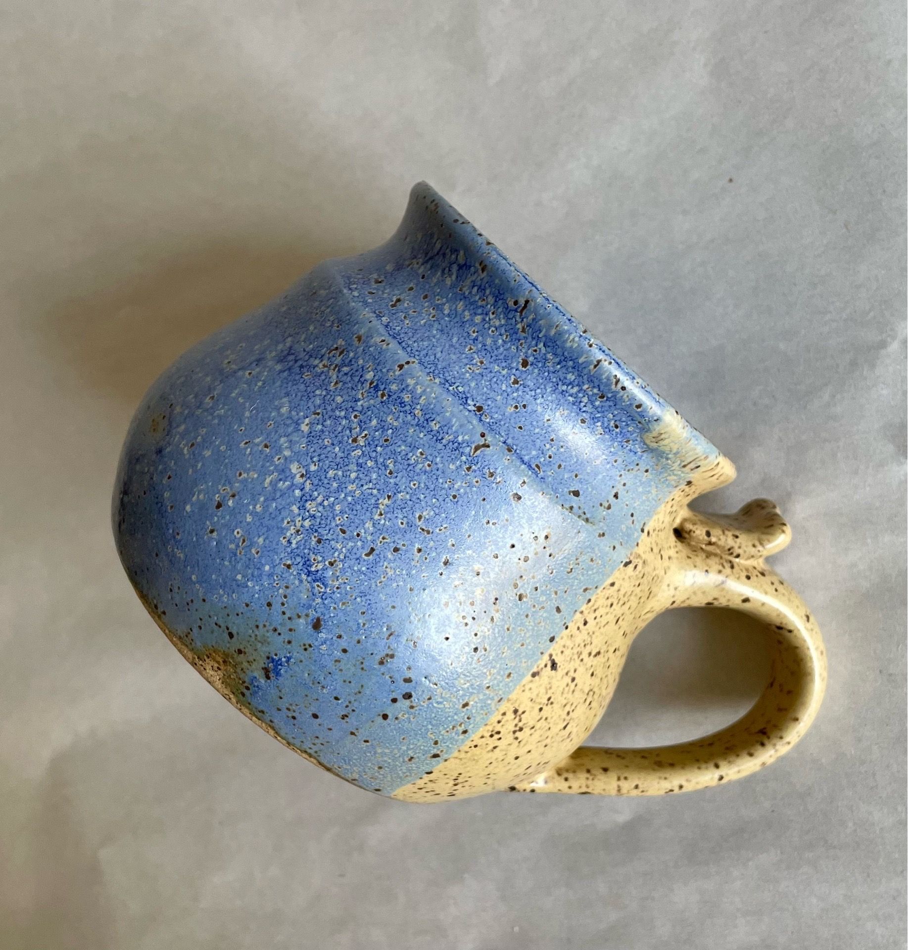 12-oz Jessica Jaroch Speckled Blue and Beige Wheel Thrown Pottery Mug