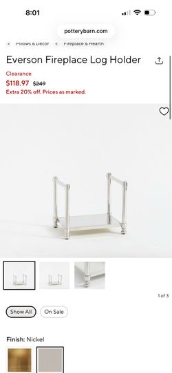 NEW Pottery barn fireplace accessories and log holder