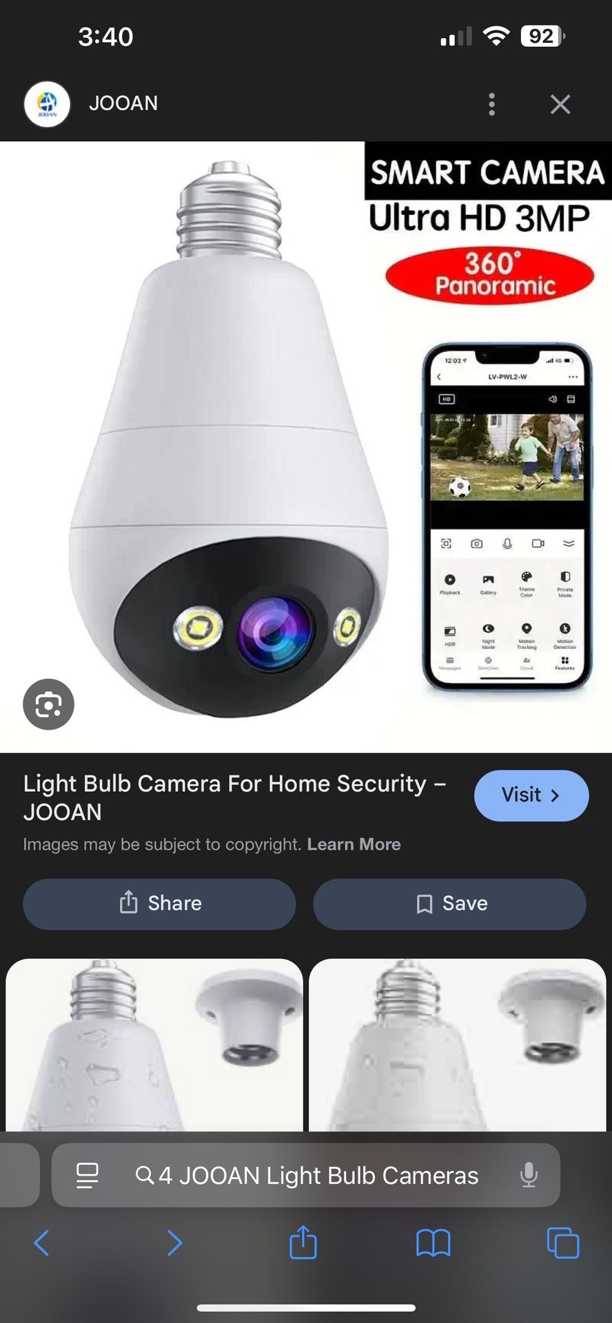 4 JOOAN Light Bulb Camera for $150 each or best Offers