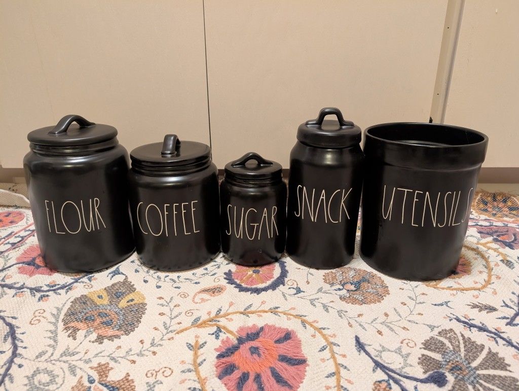 Rae Dunn Farmhouse Canister Set Black