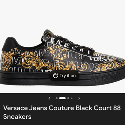 Versace, Jeans Couture Black Court 88 Sneakers, size 10.5