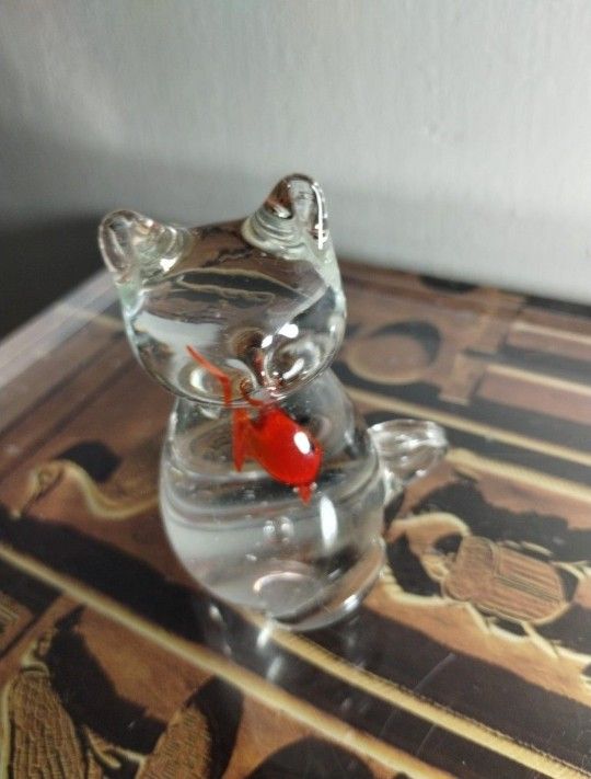 MURANO GLASS CAT FIGURINE PAPERWEIGHT 3.5" ×2.5'" - M40