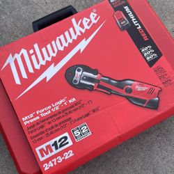 Milwaukee M12 12-Volt Lithium-Ion Force Logic Cordless ProPress Pro Press Tool Kit 3x Jaws w/ 2x 1.5 Ah Battery & Hard Case  $1499  New