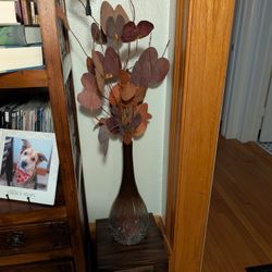 Tall Glass Vase With Dry Flower Arrangement