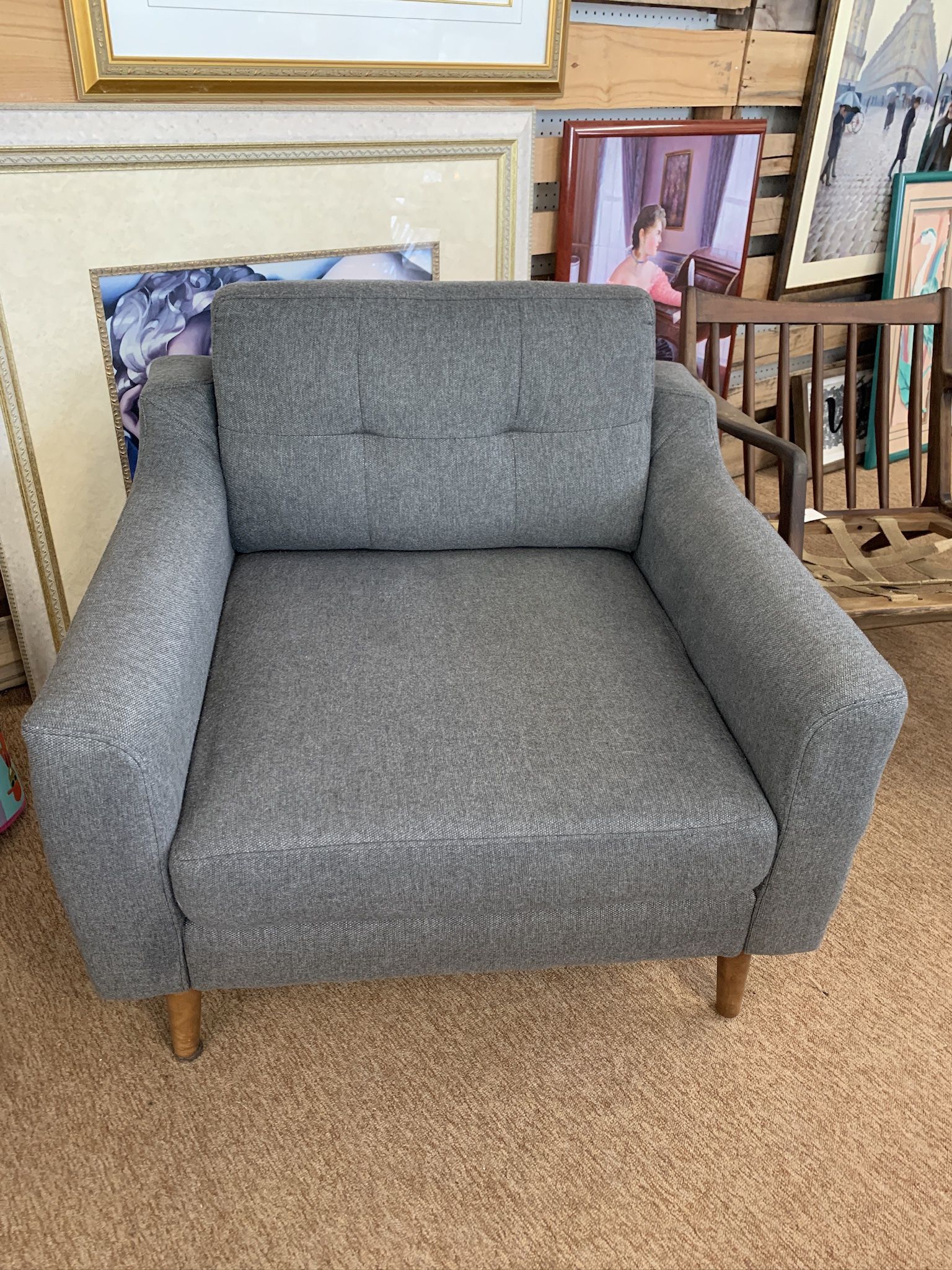 MCM Style Grey Arm Chair