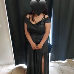 Black Thigh Slit Prom Dress