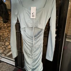 Size Small Blue Dress$10/ Fur Vest$5/&Bag Of Free Clothes