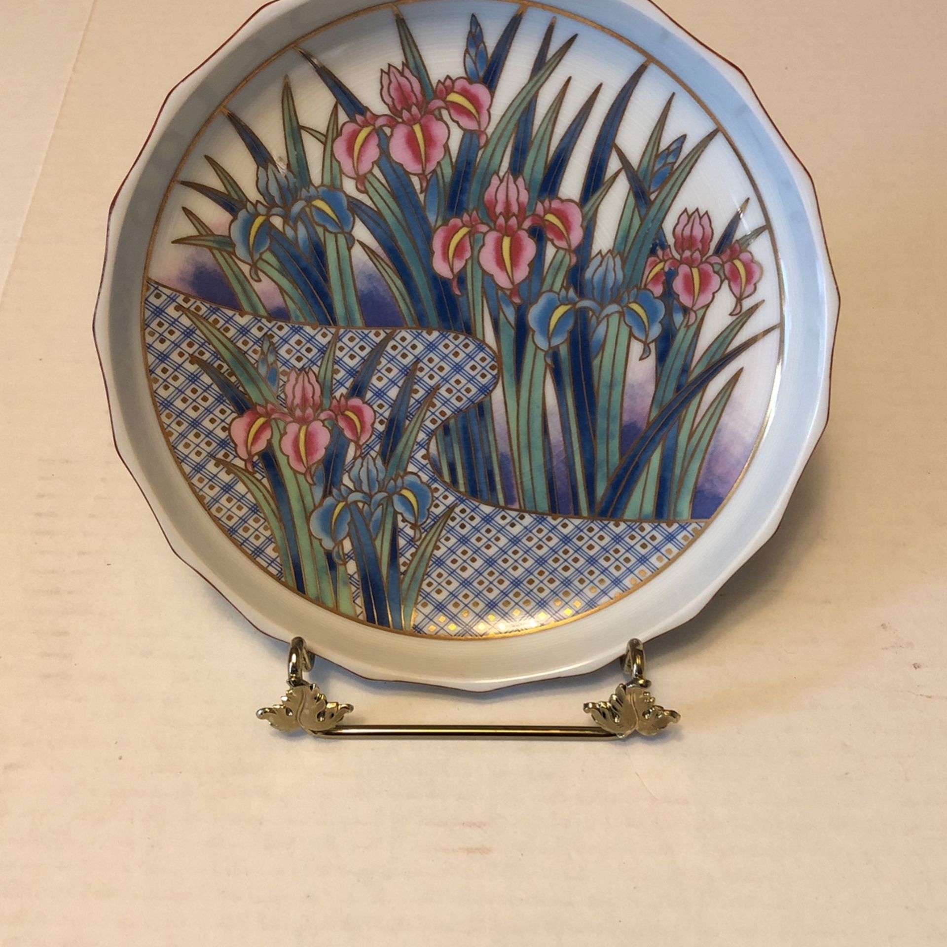 Vintage, Pink And Blue Iris Bowl