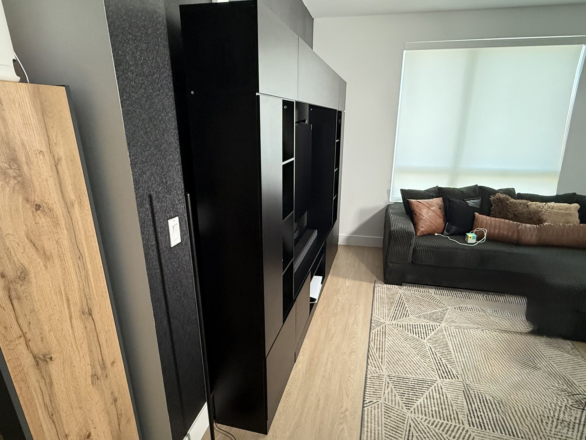 Black 114” Wall Entertainment Center – Tons of Storage
