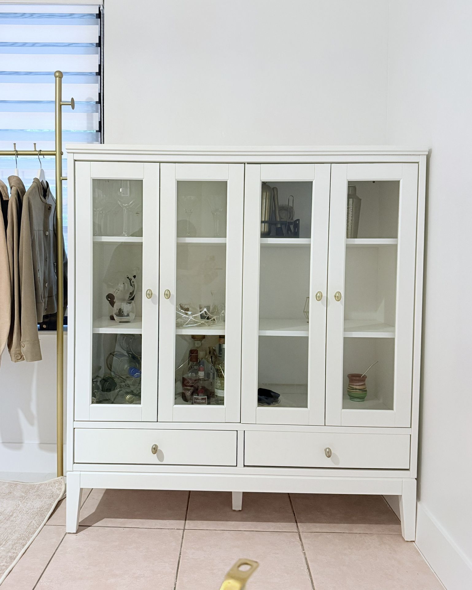White Cabinet with bi-fold glass doors, IKEA