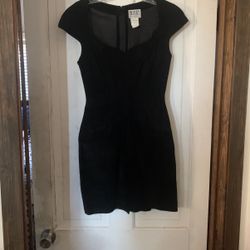 Women’s Vintage Firenze Black Suede Dress, Size medium