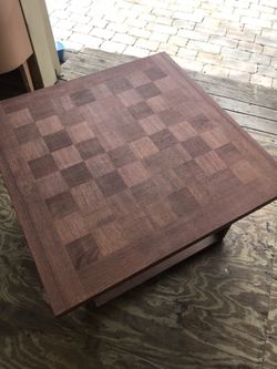 Small table with checkered pattern