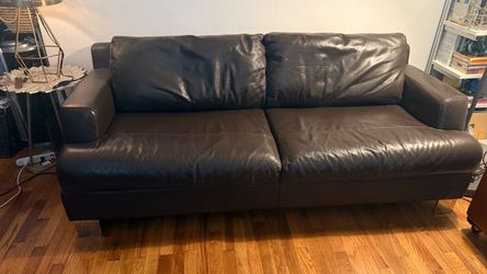 Dark brown, real leather, modern Italsofa