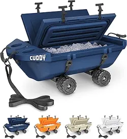 Brand NewCUDDY Wheeled Cooler 4-Wheel All-Terrain w/ Strap, Blue 39 x 10 x 23 in