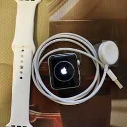 Apple Watch Series 3 42mm A1859 GPS Version Silver Aluminum Case With White Band