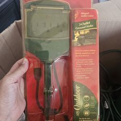 Outdoor Outlet On Stake With Plastic Door 