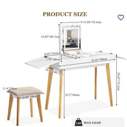 ✨ Vanity Table with LED Mirror + Stool – $180 (Like New!) ✨