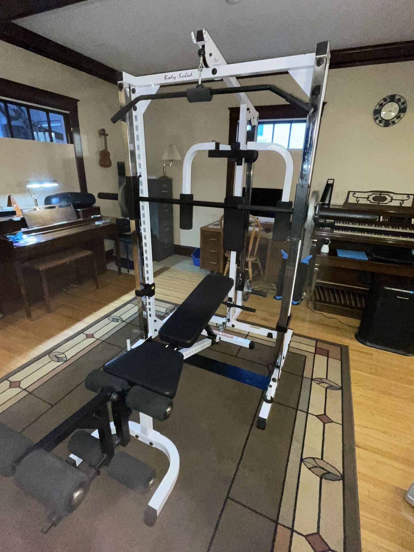 Body Solid Smith Rack, Bench, Weights