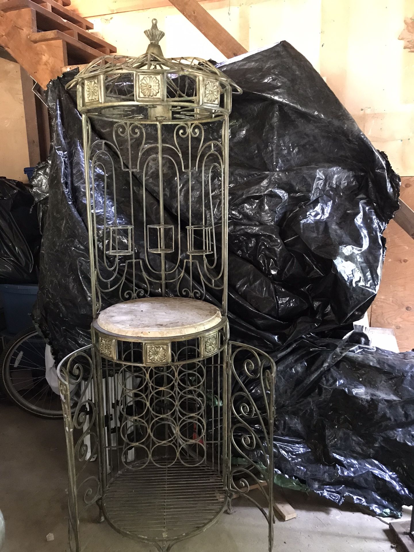 Wrought Iron Antique Wine Rack