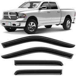 Tape-on Window Deflectors for Dodge Ram 2009-2018 Crew Cab - Dark Smoke 4pcs