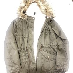 Woman Size 4 Olive Green Parka Jacket 