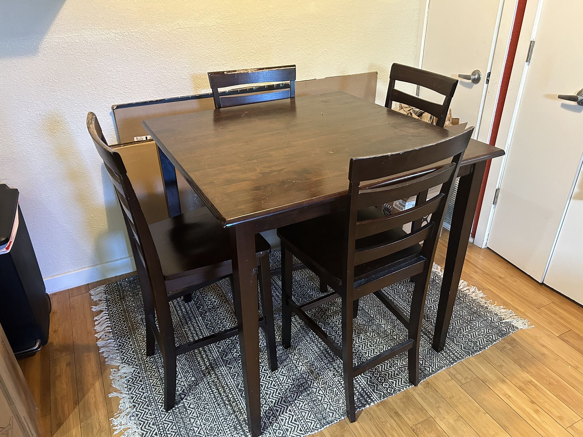 Wooden Dining Set With 4 Chairs 