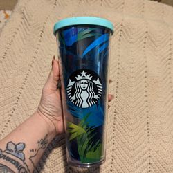 Hawaii Palm Tree Leaf Cold Tumbler No Straw