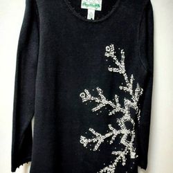 Holiday Beaded Tunic Sweater   M