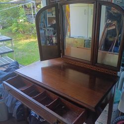 Antique Mirrored Vanity With Drawer